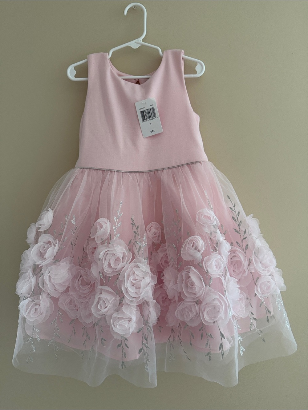 Girls Size 6 Pink Floral Tulle Dress - Sleeveless Party Dress